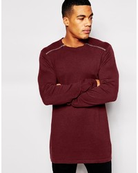 Asos Brand Longline Sweater With Zip Neck