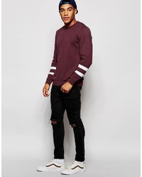Asos Brand Sweater With Contrast Sleeve Detail