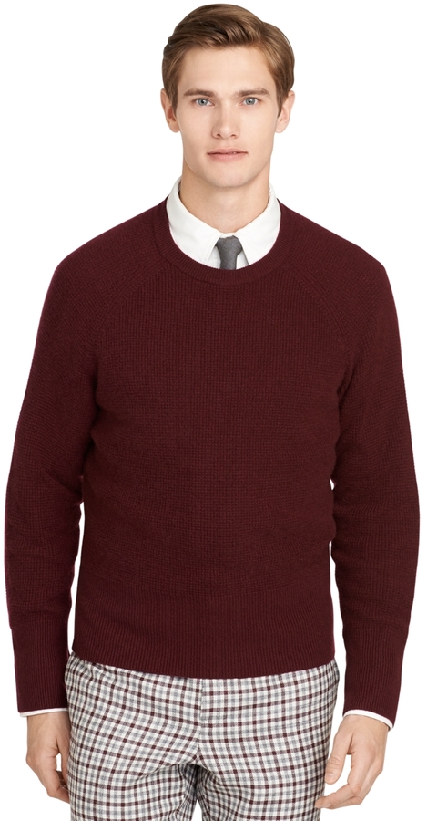 Brooks Brothers Burgundy Thermal Crewneck Sweater, $650 | Brooks ...