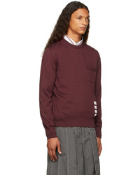 Thom Browne Burgundy 4 Bar Relaxed Fit Sweater