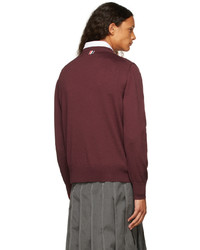 Thom Browne Burgundy 4 Bar Relaxed Fit Sweater