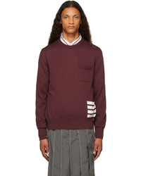 Thom Browne Burgundy 4 Bar Relaxed Fit Sweater