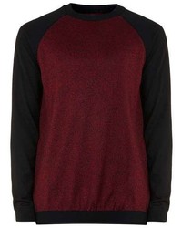 Topman Burgundy And Black Raglan Sweater