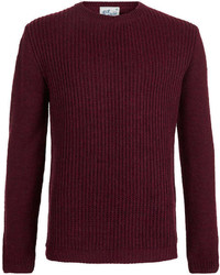 Topman Burgundy Cable Front Sweater