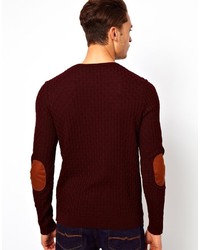 Asos Cable Sweater With Elbow Patches
