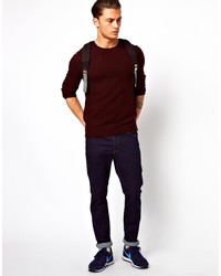 ASOS Asos Crew Neck Sweater with Elbow Patches in Purple for Men