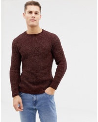 New Look Chenille Knit Jumper In Burgundy