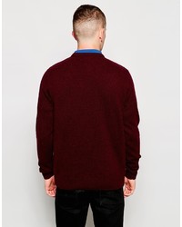 Fred Perry Crew Neck Sweater In Wool Maroon