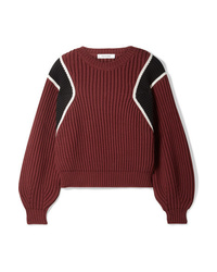 Frame Cropped Ribbed Cotton Blend Sweater