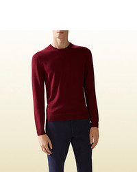 Gucci Wool Cashmere Sweater With Leather Detail