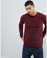 Pull&Bear Knitted Join Life Jumper In Burgundy