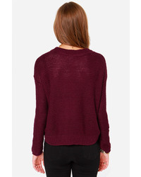 Lay It On The Line Burgundy Sweater