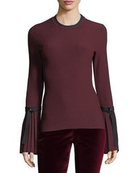 3.1 Phillip Lim Long Sleeve Pleated Pullover Sweater