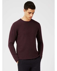 Topman Premium Burgundy Sweater Containing Cashmere