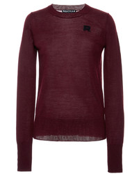 Rochas Red Wool Monogrammed Long Sleeved Sweater