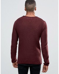 Solid Ribbed Knitted Sweater