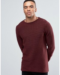 Solid Ribbed Knitted Sweater