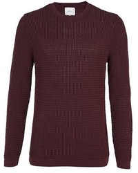 Topman Textured Grid Knit Crewneck Sweater