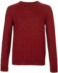 Topman Burgundy Merino Wool Sweater