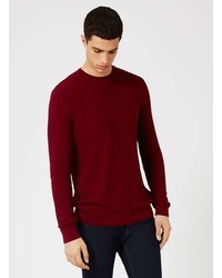 Topman Burgundy Square Textured Viscose Sweater