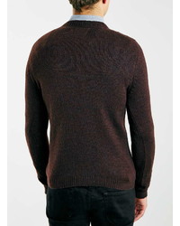 Topman Burgundy Wool Mix Crew Neck Sweater