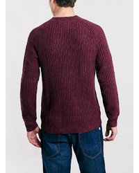 Topman Ltd Core Burgundy Crew Neck Sweater