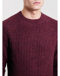 Topman Ltd Core Burgundy Crew Neck Sweater