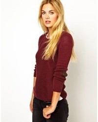 Vila Crew Neck Sweater With Elbow Patch