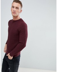 New Look Waffle Knit Jumper In Burgundy