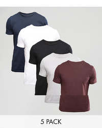 ASOS DESIGN 5 Pack T Shirt With Crew Neck Save