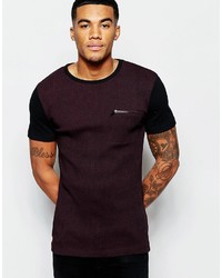 Asos Brand Muscle T Shirt In Rib With Contrast Raglan Sleeves