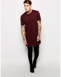 Asos Brand Super Longline T Shirt With Side Zip Detail And Skater Fit