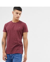 Farah Gloor Slim Fit Logo Marl T Shirt In Burgundy