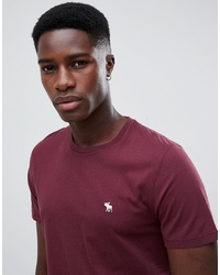 Abercrombie & Fitch Icon Moose Logo Crew Neck T Shirt In Burgundy