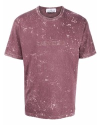 Stone Island Logo Embroidered Bleached T Shirt
