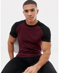 ASOS DESIGN Muscle Fit T Shirt With Contrast Raglan In Red