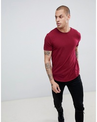 Religion Muscle Fit T Shirt With Dropped Hem In Red