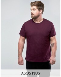Asos Plus T Shirt With Crew Neck And Roll Sleeve In Red