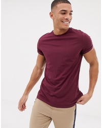 ASOS DESIGN T Shirt With Crew Neck And Roll Sleeve In Red