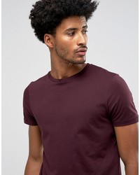 Asos T Shirt With Crew Neck In Oxblood