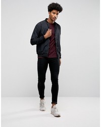 Asos T Shirt With Crew Neck In Oxblood