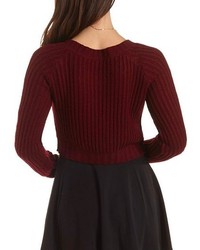 Charlotte Russe Cropped Pointelle Pullover Sweater
