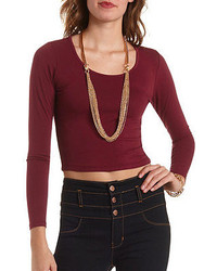 Charlotte Russe Long Sleeve Cotton Crop Top