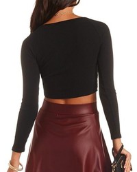 Charlotte Russe Ribbed Sweater Knit Long Sleeve Crop Top