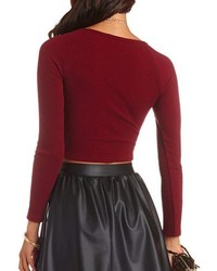 Charlotte Russe Ribbed Sweater Knit Long Sleeve Crop Top