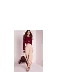 Missguided Zip Back Cropped Sweater Burgundy