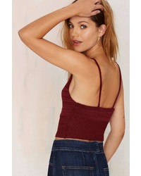 Factory Shannon Knit Crop Top Burgundy