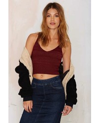 Factory Shannon Knit Crop Top Burgundy