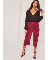 Missguided Slinky Culottes Burgundy