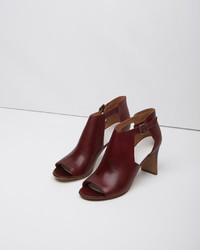 Burgundy Cutout Ankle Boots